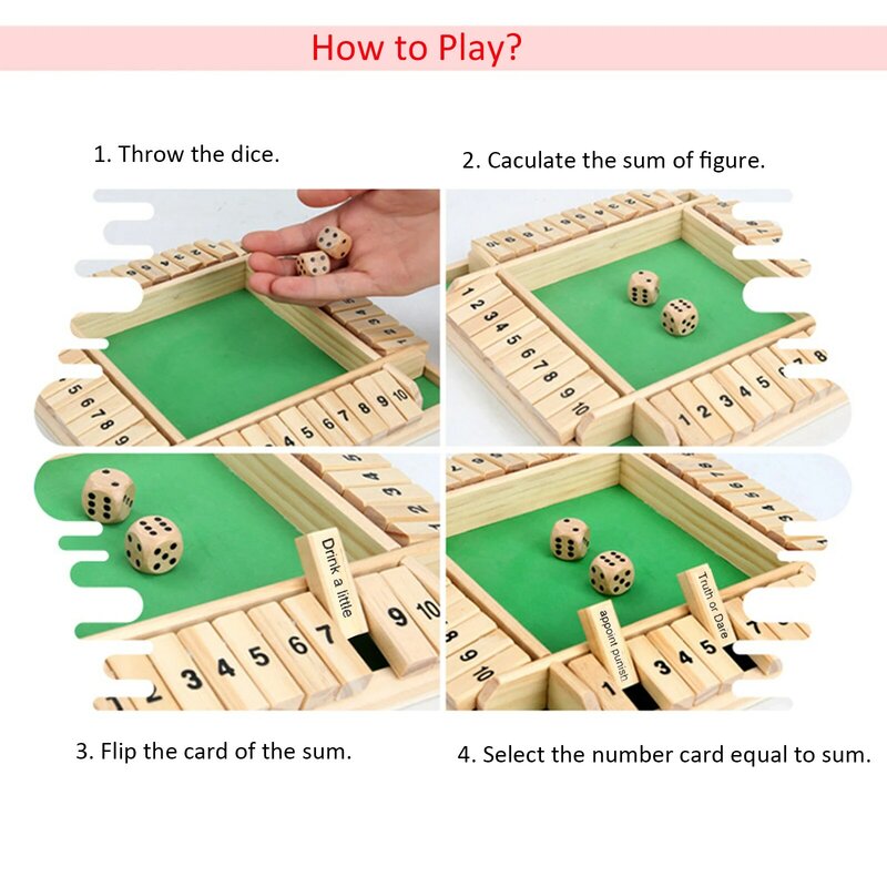 Set di giochi da tavolo in legno a 10 facce in legno Set di dadi tavolo da intrattenimento giochi da tavolo giocattolo per feste per adulti in famiglia