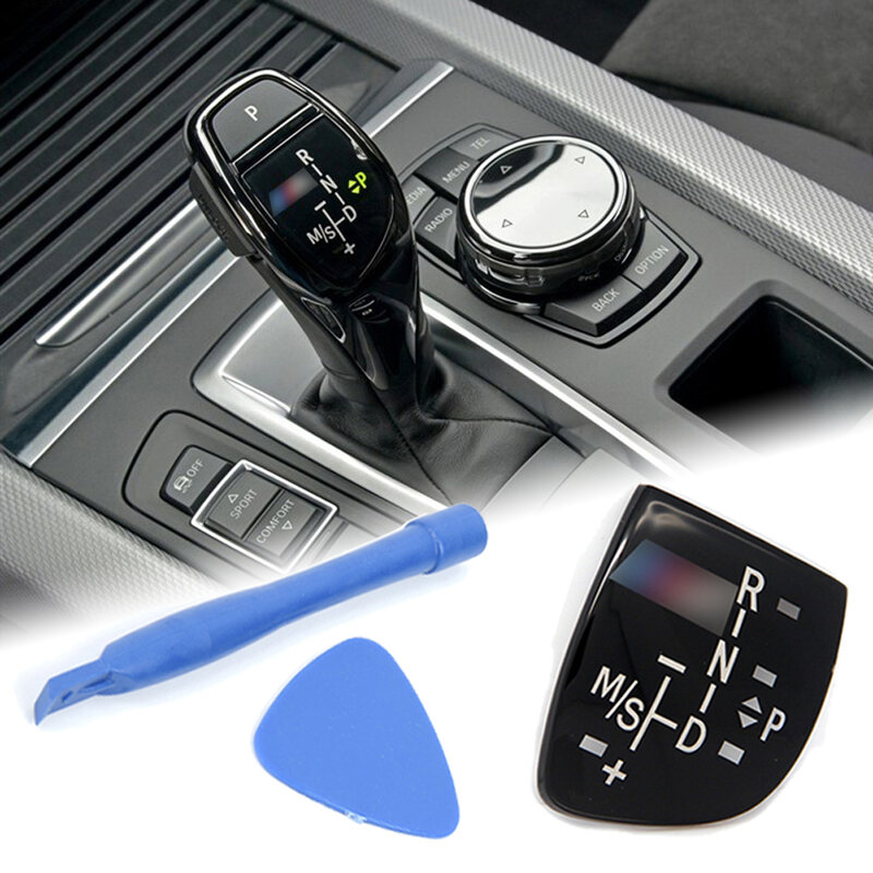 Botão de mudança do carro painel botão engrenagem capa emblema m desempenho etiqueta para bmw x1 x3 x5 x6 m3 m5 f01 f10 f30 f35 f15 f16 f18 capa