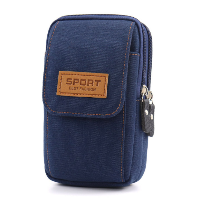 6.5 Inches Canvas Waist Packs Vintage Outdoor Sport Mobile Phone Bag Men Wear Belt Waist Ba Mini Chest Bag for Boy Crossbody Bag