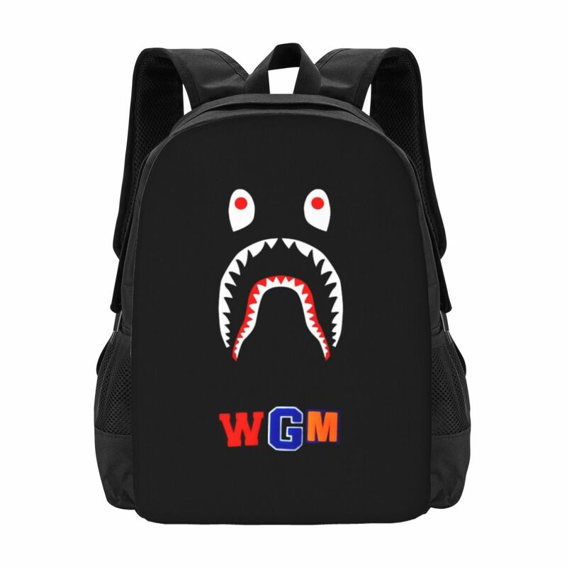 Bape tubarão grande capacidade multifuncional mochila portátil saco lazer esportes mochila de viagem mochila do estudante do ensino médio