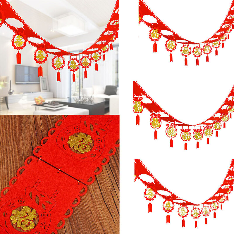 Fu spanduk karangan bunga lentera gantung, set dekorasi Tahun Baru Tiongkok, dekorasi restoran Festival Musim Semi