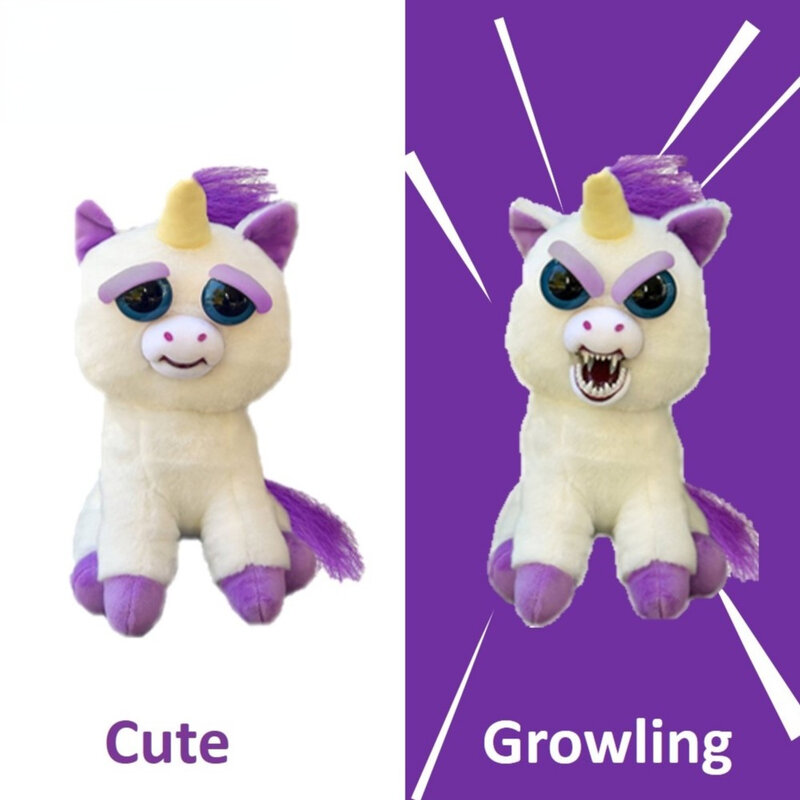 Feisty Pets Funny face changing unicorn soft toys for children stuffed plush dragon angry animals doll panda