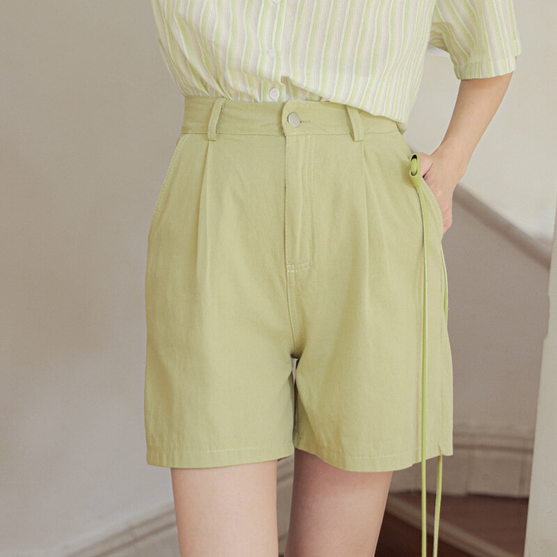 Design sentido solto calças casuais das mulheres 2022 verão versão coreana versátil calças retas calças médias calças de cintura alta calças largas perna