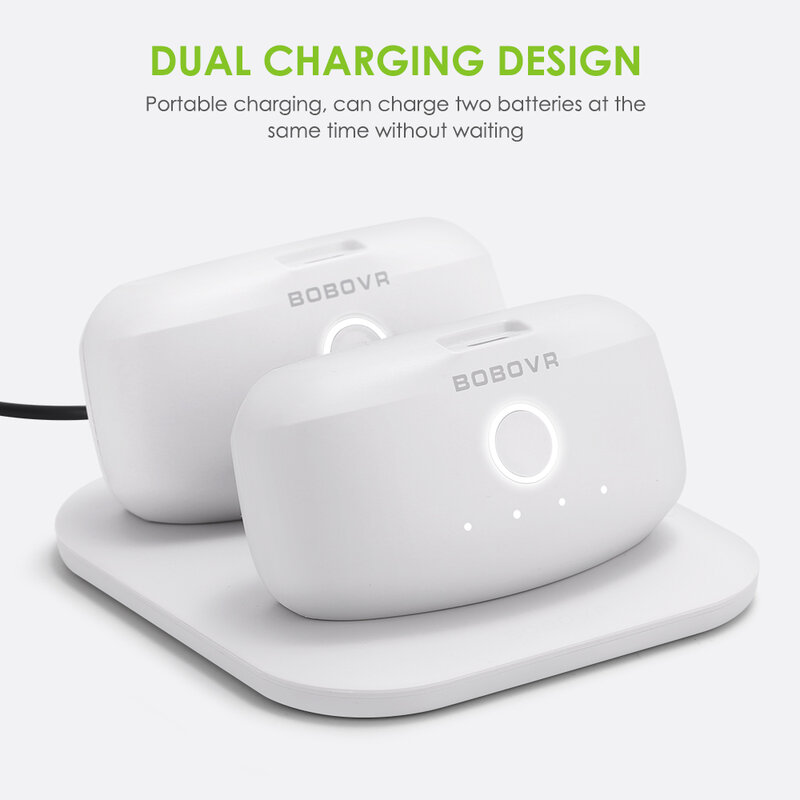 BOBOVR Twin Charger Station Dock for B2 Battery Pack,Ultra-Thin Design, Magnetically Supply Power to 2 PCS B2 Battery Packs