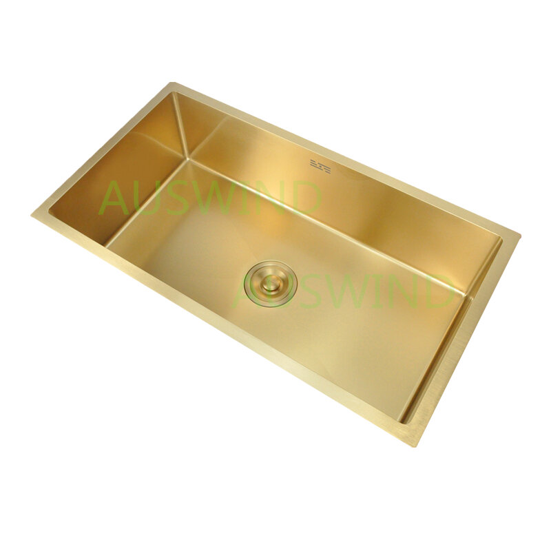 78x43 سنتيمتر الذهب بالوعة المطبخ مع الجرف السفلي الذهب موزع الصابون والاكسسوارات مجموعة الفولاذ المقاوم للصدأ Undermount بالوعة السلطانية