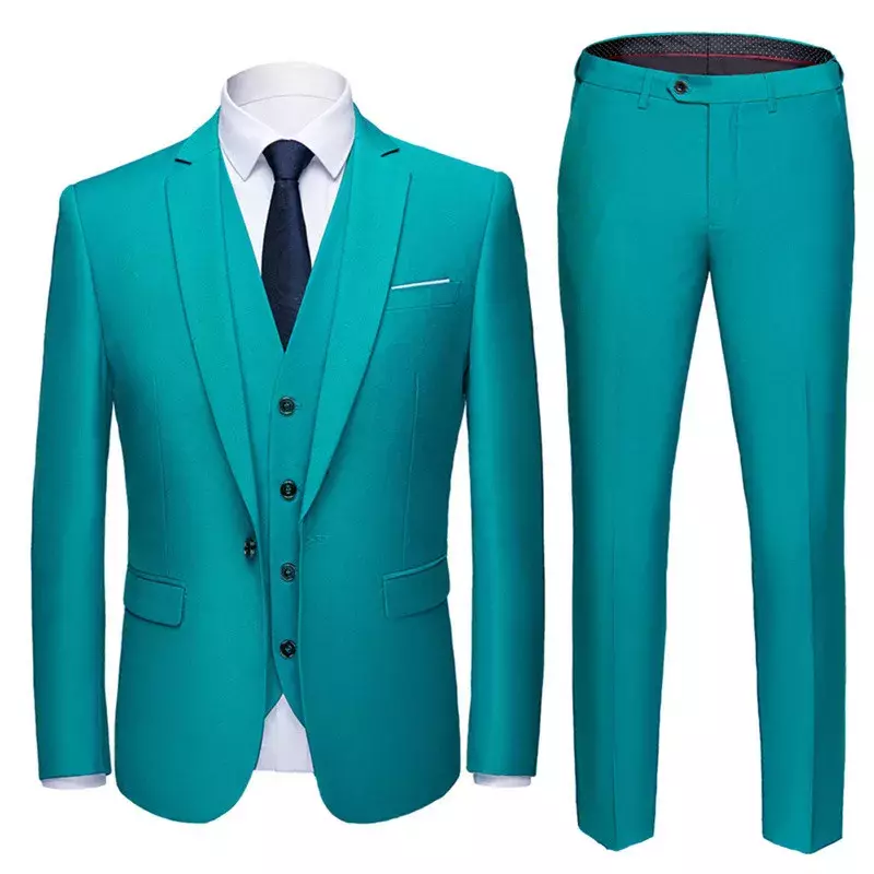 Costume 3 pièces pour hommes, Blazer + pantalon + gilet, haut de gamme, personnalisé, pour bal d'affaires, robe de smoking de mariage décontractée, 2021