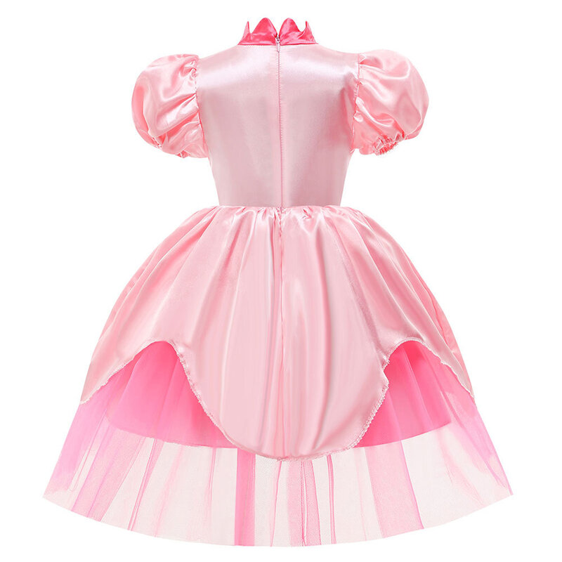 Gaun Cosplay Putri Persik Kostum Permainan Peran Anak Perempuan Pakaian Pertunjukan Panggung Pesta Ulang Tahun Baju Mewah Karnaval Anak-anak