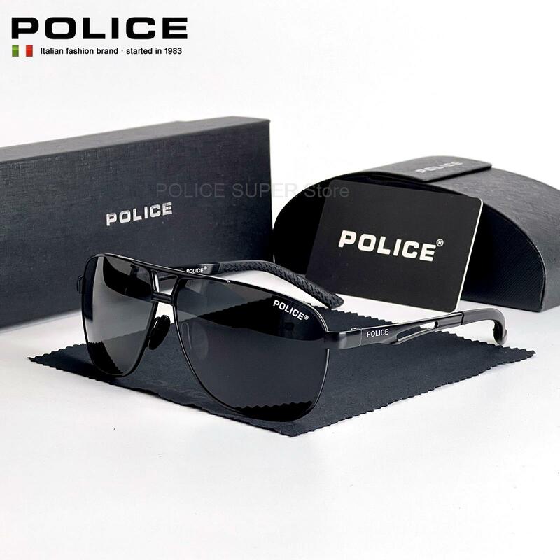 Kacamata Hitam Merek Mewah Polisi untuk Pria Estetika Y2K Steampunk Antik HD Terpolarisasi Mengemudi Kacamata Hitam Pria Polisi