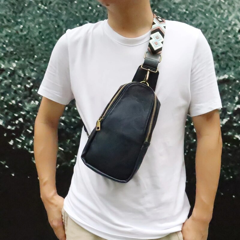 Кожаная забавная сумка Domil103, женская сумка-слинг через плечо, универсальная нагрудная Сумочка, держатель для телефона, шоппинга