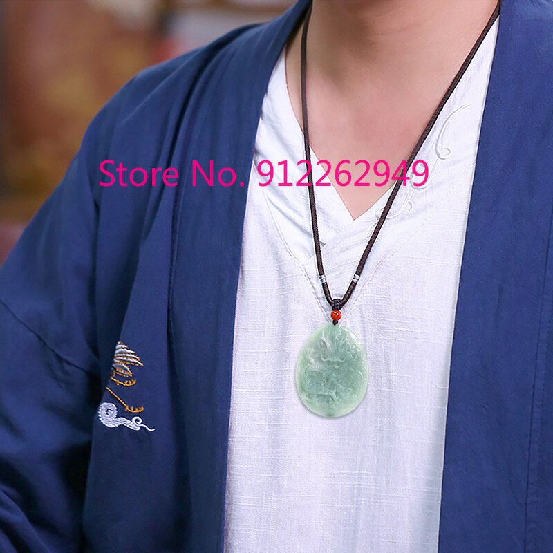 Hot Selling Natuurlijke Hand Carve Jade Dragon Merk Ketting Hanger Mode-sieraden Accessoires Mannen Vrouwen Geluk Geschenken
