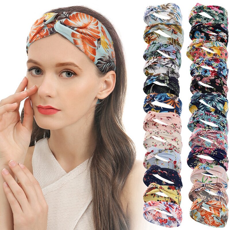 Kobiety antypoślizgowe elastyczne czechy joga nakrycia głowy sportowe opaski bandaż Stretch dziewczyna szeroki Turban Twisted wiązane szalik Hairbands