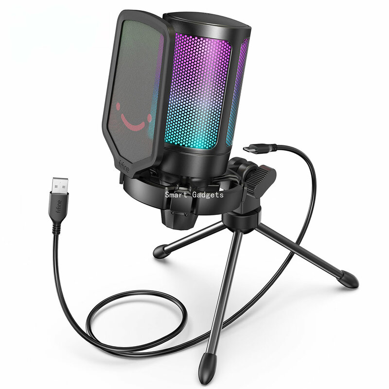 Ampligame-micrófono USB para Streaming de juegos con filtro Pop, montaje de choque y Control de ganancia, micrófono de condensador para portátil/ordenador