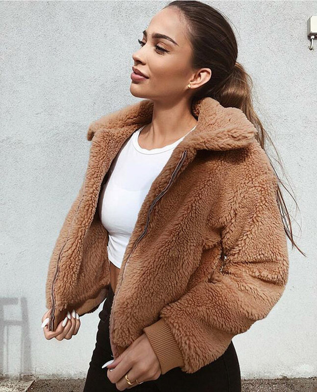 Veste polaire en peluche pour femme, manteau chaud et ample, couleur unie, en velours, collection automne et printemps 2022