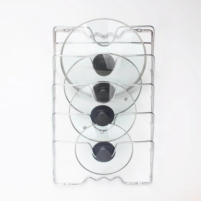 5 Layers Lids Storage Shelves Kitchen Stainless Steel Pot Lid Holder Anti-fall Drying Rack Pan Cover Lid Stand Holder Dish Rack