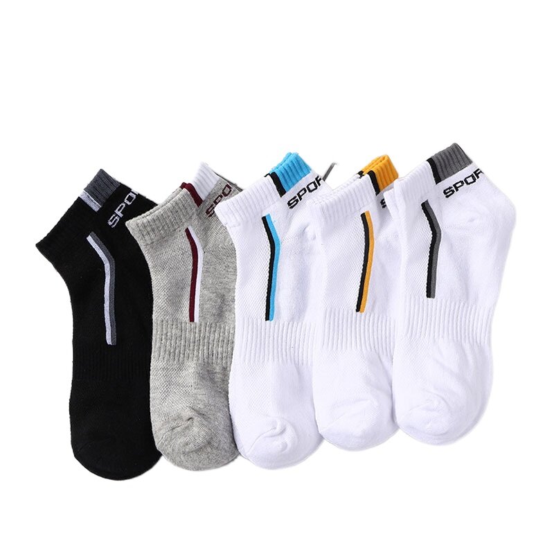 Носки мужские эластичные короткие для подростков, всесезонные Нескользящие прочные, чулочно-носочные изделия, 5 пар