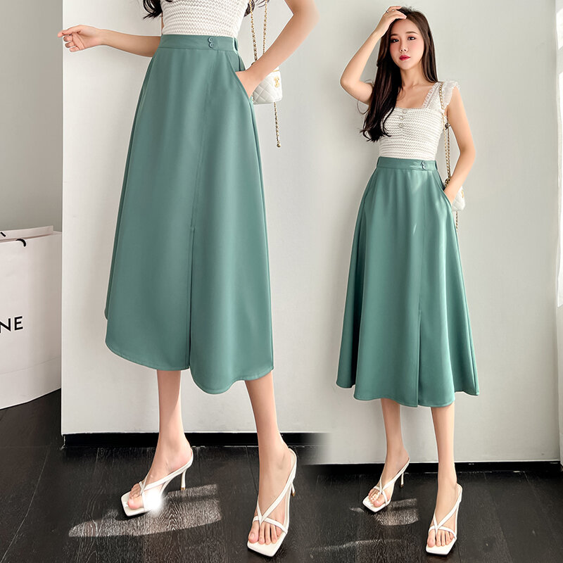 Váy Dài Với Bên Chia Chữ A Cao Cấp Nữ Midi Váy Công Sở Nữ Thời Trang Váy Đen Mùa Xuân 2022 mùa Hè