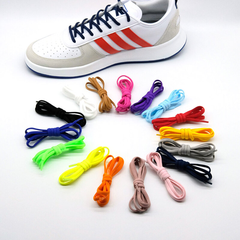 Sepasang Tali Sepatu Elastis Tanpa Dasi Tali Sepatu Setengah Lingkaran untuk Sneakers Anak-anak dan Dewasa Tali Sepatu Cepat Malas Tali Kunci Logam
