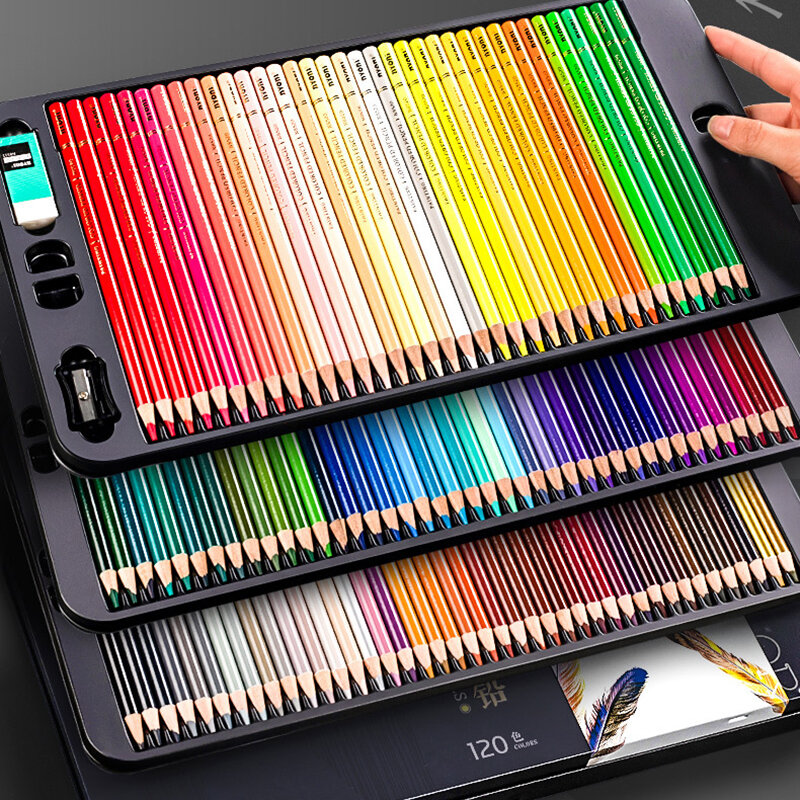 Xsyoo-Juego de lápices de colores para dibujo artístico, caja de lápices de colores oleosos de 24/36/48/72/120 colores, suministros de arte escolar