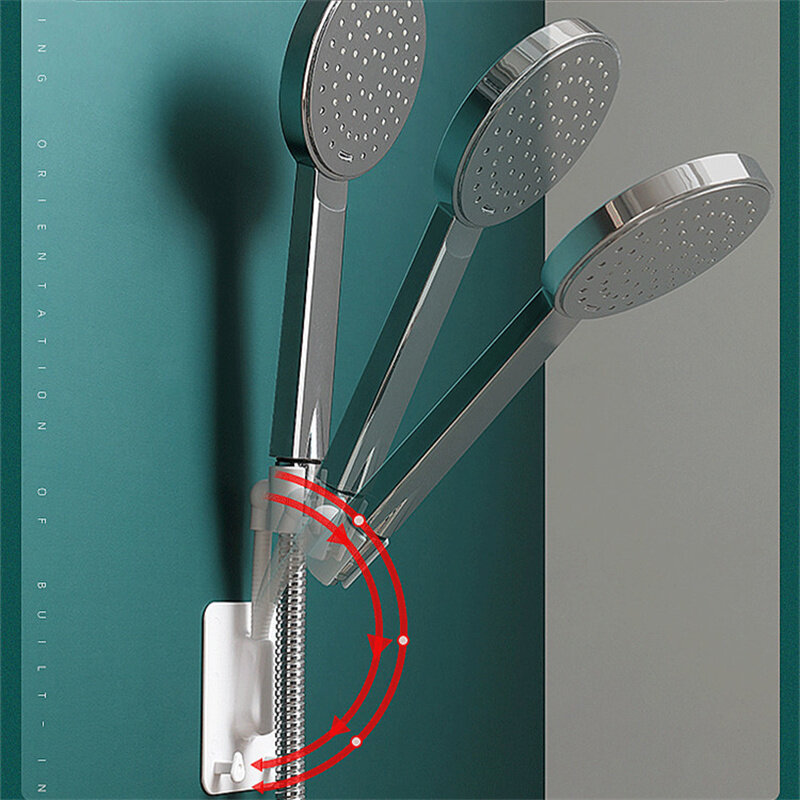 360° Shower Head Bracket Adjustable Self Adhesive Shower Head Bracket Wall Mount with Spa Bathroom Universal ABS 1 Piece