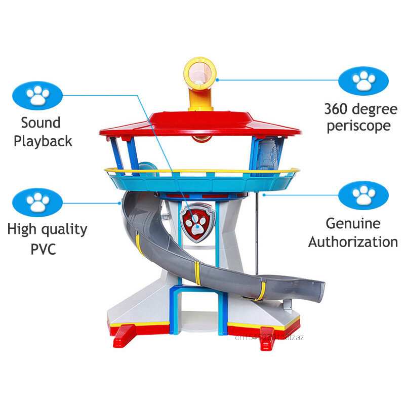 Mainan Playset Plastik Pahed Set Kapten Anjing Lampu Sorot Besar LED Menara Observatorium Penyelamatan Basis Aksi Gambar Mainan Model Anak-anak