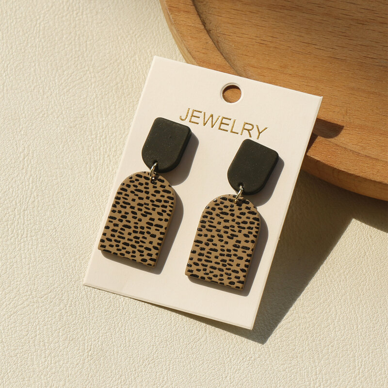 Korean Retro Brown Dangle Drop Acrylic Earrings For Women Trendy Cow Unique Polymer Clay 2022 Cute Daily Leopard New Jewelry