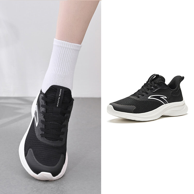 Anta أحذية نسائية صيفية قابلة للتنفس 2023 العلامة التجارية الرسمية الرائدة الأحذية الرياضية السوداء سميكة وحيد السياحة الجري أحذية غير رسمية