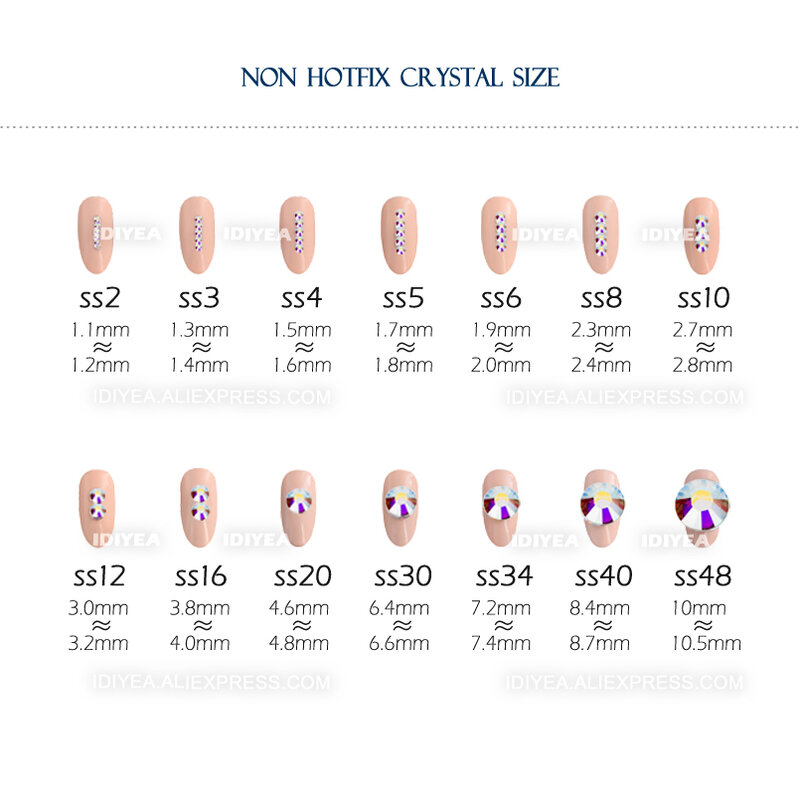 Multi cores SS3-SS30 não hot fix strass plano de volta cristal strass pedra glitter para diy manicure 3d nail art tecido vestuário