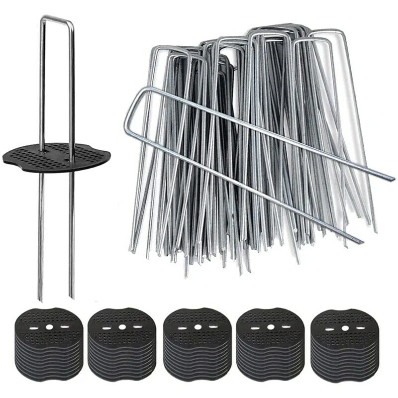 50 Garden Fixing Nails Ground Garden Nails 6 Inch Garden Stakes Lawn Nails With Buffer
