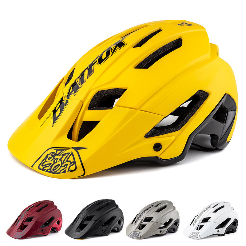 BATFOX Helm Sepeda Pria Wanita Baru Penutup Hujan Helm Sepeda Ultraringan Helm Pelindung Berkendara Gunung Hitam Helm Olahraga MTB