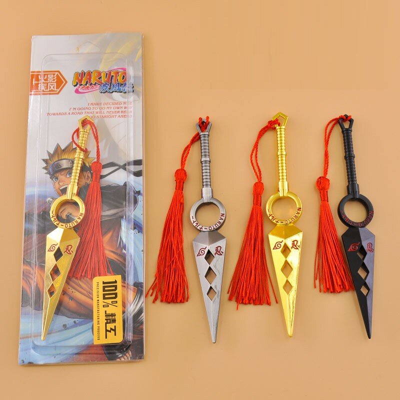 Shuriken-modelo de arma de NARUTO para niños, llaveros de arma Real de acero, espada samurái, Katana japonesa Real, juguetes para niños