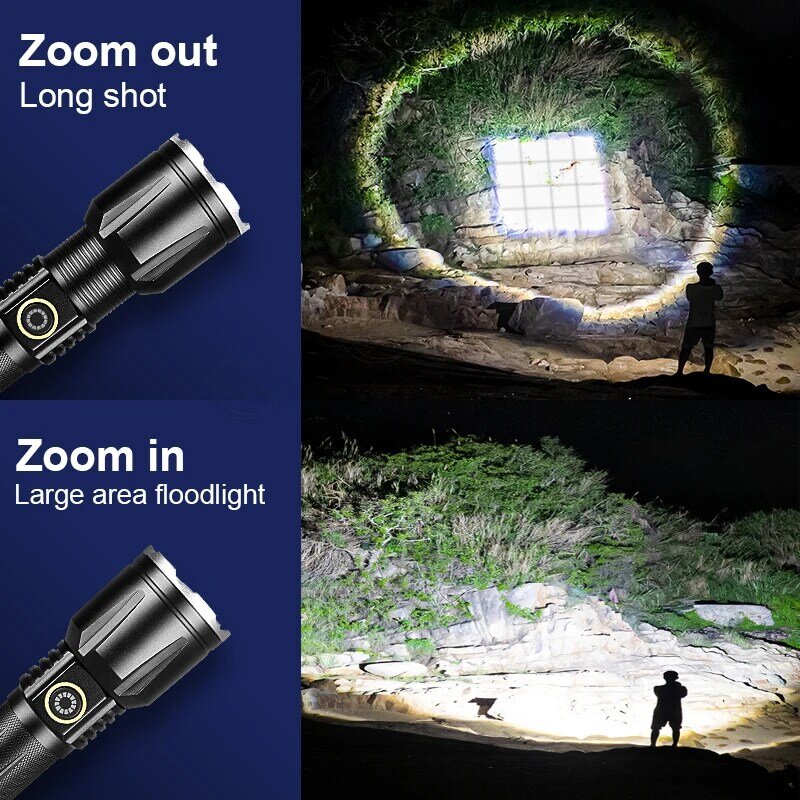 2022 nouveau XHP199 lampe de poche puissante 18650 torche LED Rechargeable USB haute puissance Flash lumière XHP160 XHP90 lampe de Camping étanche