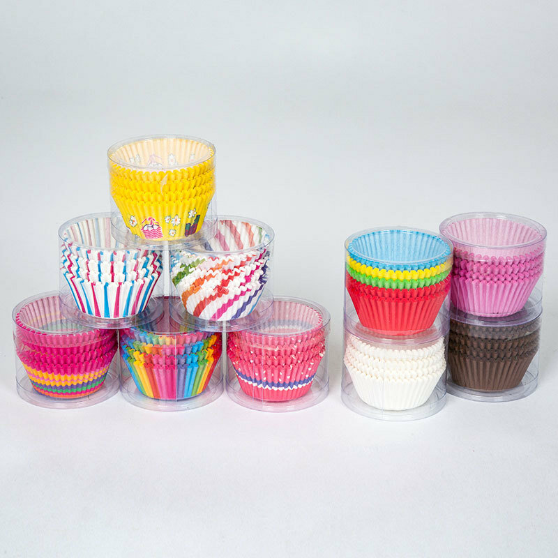 100 pçs arco-íris muffin cupcake copos de papel forro cupcake caixas de cozimento caso copo bandeja festa bolo embrulho festa de aniversário decoração ferramentas