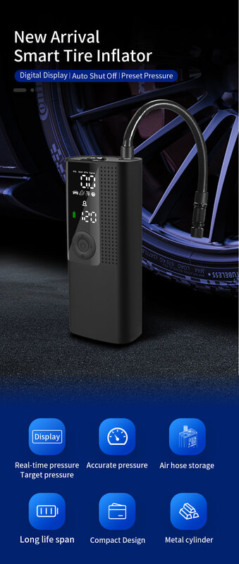 Автомобильный насос Apeedoo, цифровой портативный воздушный компрессор, 120PSI, для автомобилей, мотоциклов, велосипедов