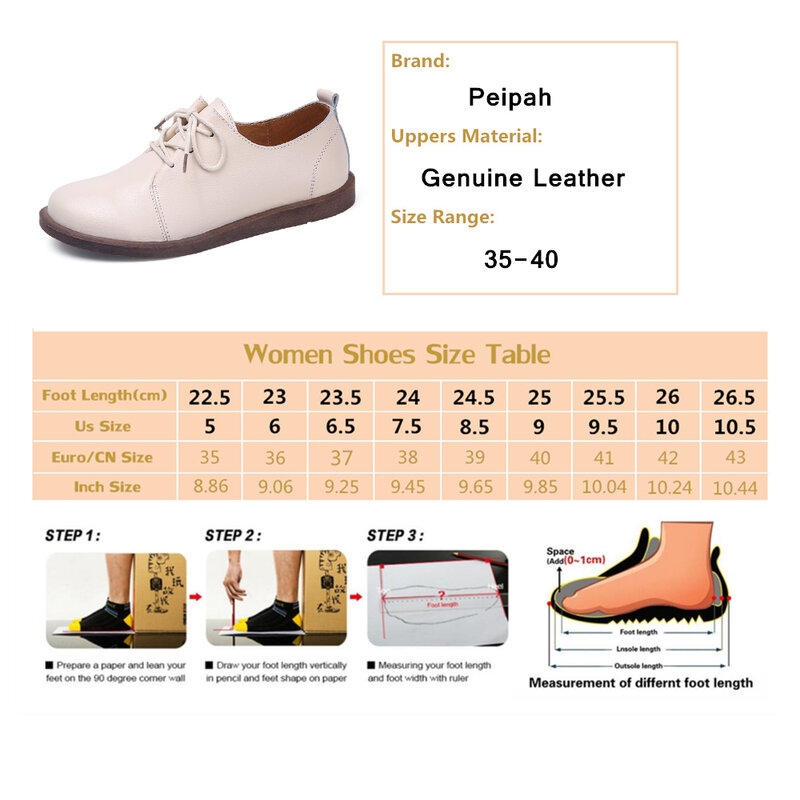 Peipah-sapatos femininos de couro legítimo, sapatos baixos com cadarço, casual, feminino, primavera/outono, 2021