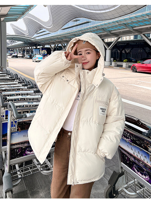 Streetwear Oversized Hooded Parka Warm Women's Winter Jacket Solid Thicken Korean Parka Fashion Casual Sweet Coats for Woman Y2k