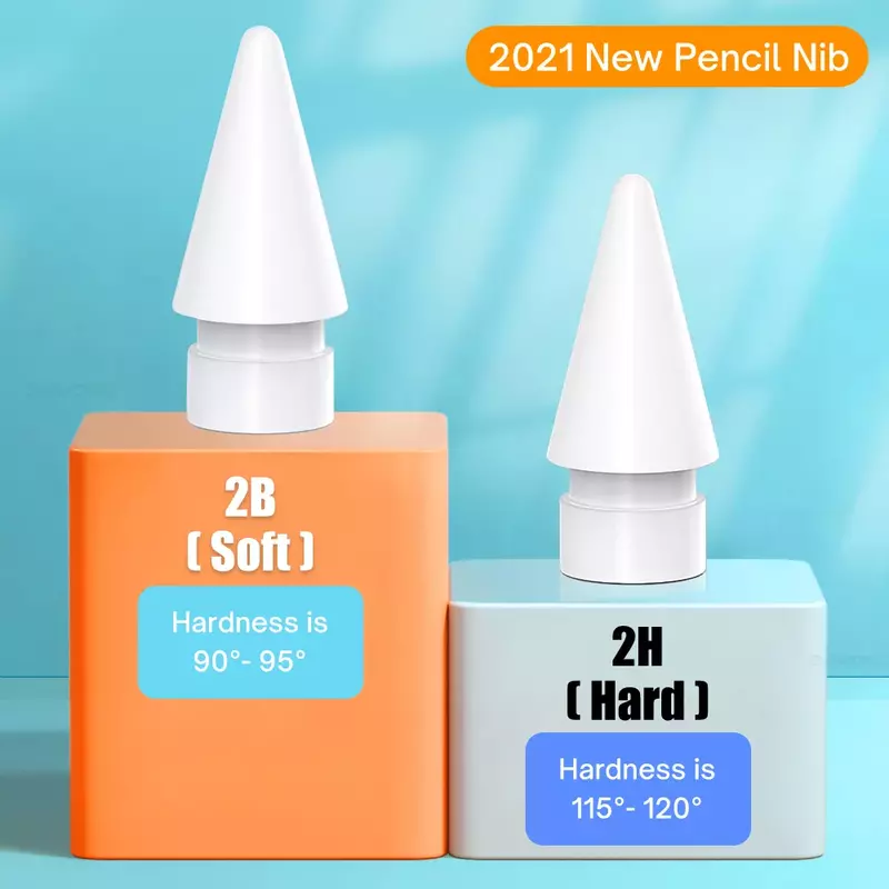 Кончики для карандашей Apple Pencil 1-го 2-го поколения, двухслойные мягкие и твердые 2B и HB для пера стилуса iPad, хватит на 4 года