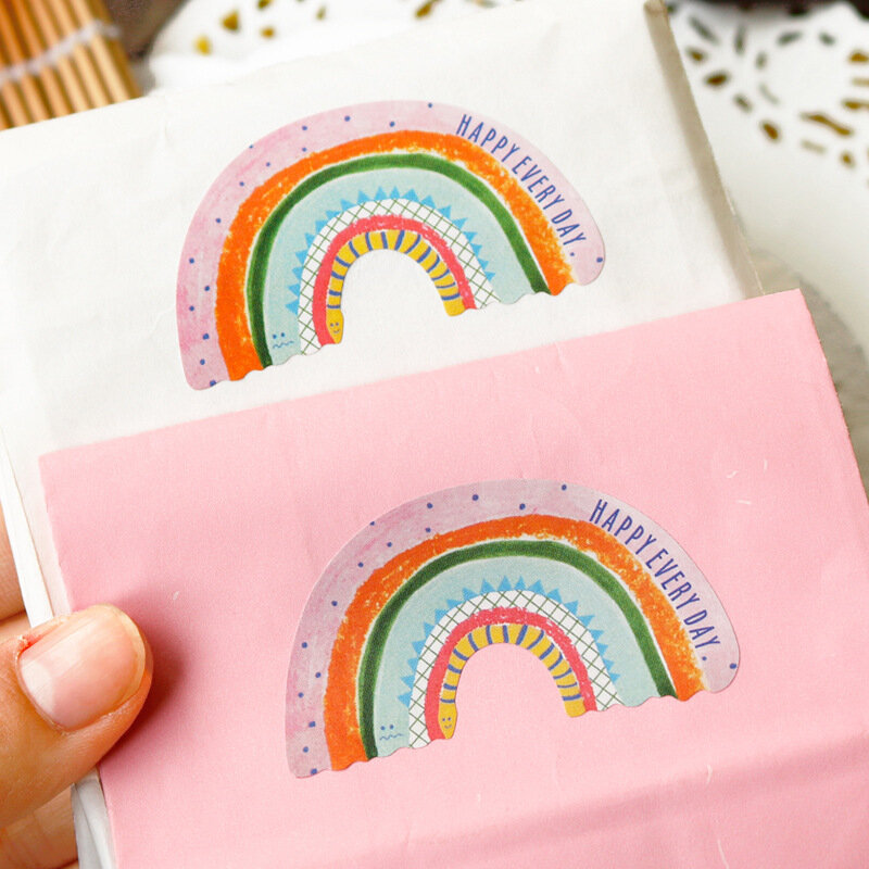 50 100 pezzi adesivi arcobaleno buon compleanno ogni giorno grazie adesivo etichette sigillanti regalo Scrapbooking forniture per feste artigianali fai da te