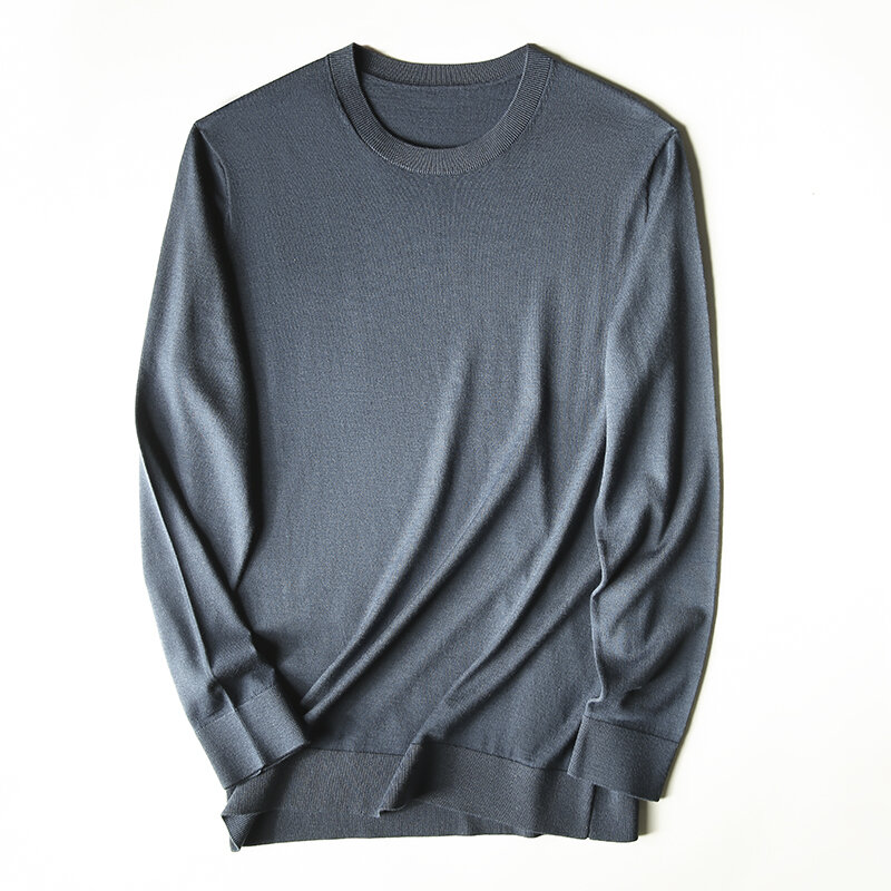 คุณภาพสูงใหม่ Merino เสื้อกันหนาว Slim High-End หนาแน่นเรียบง่ายบางถักเสื้อกันหนาว