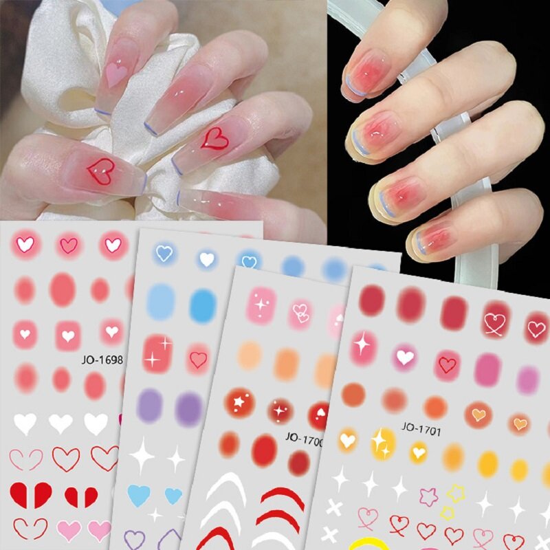 1pcs New Spring Net Red Blooming Gradient Blush Manicure Sticker Stickers Love Nail Decorations Small Pattern Decals Nail Desig