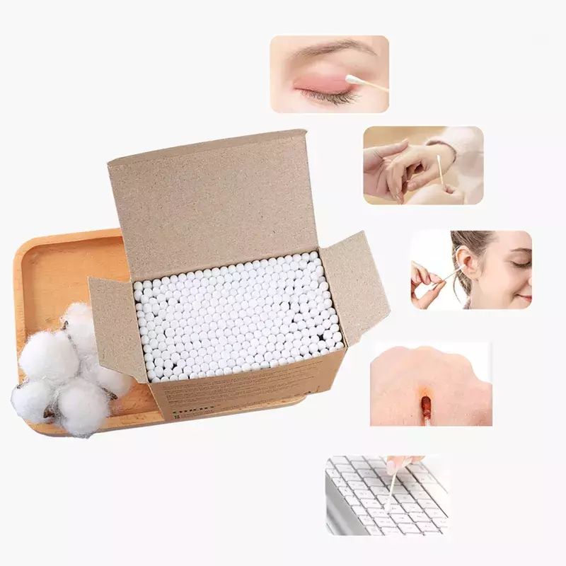 200pcs/Box Bamboo Double Head Cotton Swab Nose Ears Cleaning Health Care Tools Disposable Buds Cotton Soft Women Makeup Cotton