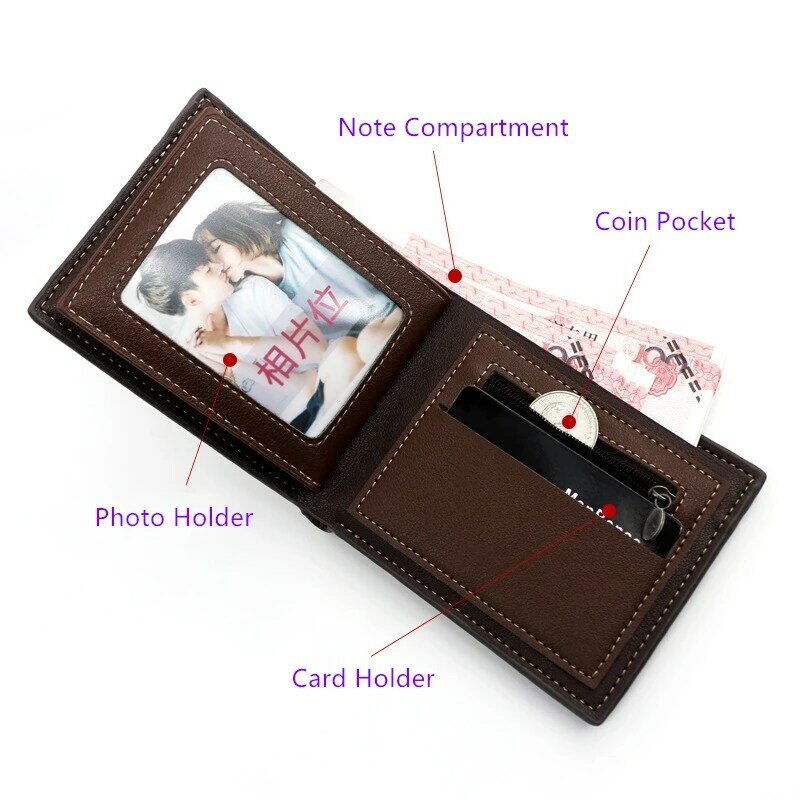 Quality Wallet for Men Black/blue/brown/coffee Short Men's Wallet PU Leather Male Purse 2022 Business Card Holder Case Money Bag