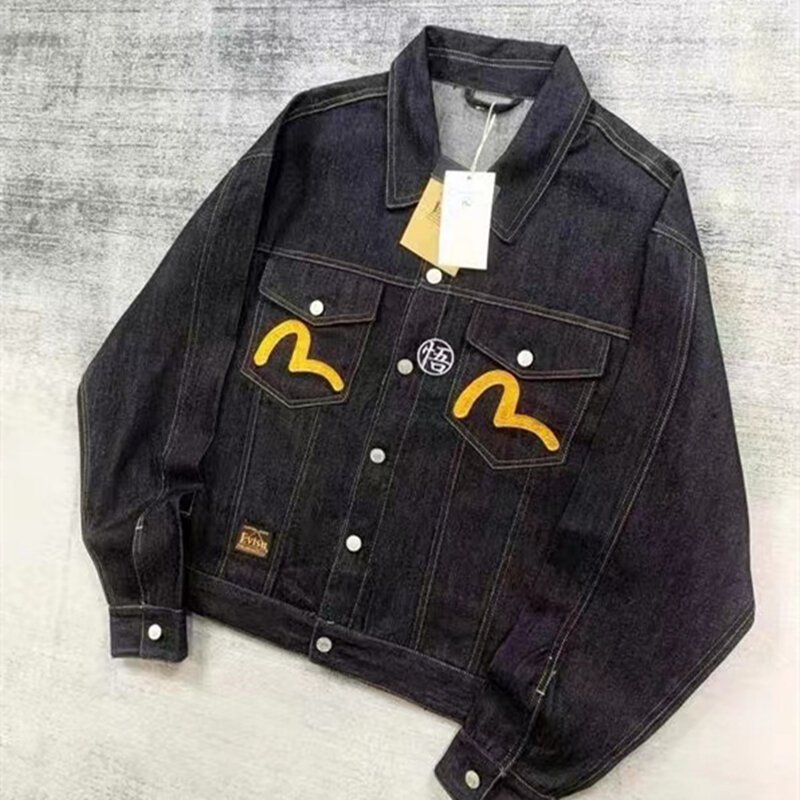Jacquard ปักญี่ปุ่นเสื้อผู้ชายพิมพ์ Seagull โลโก้ Top กางเกงยีนส์คุณภาพสูงพิเศษเสื้อคุณภาพสูง