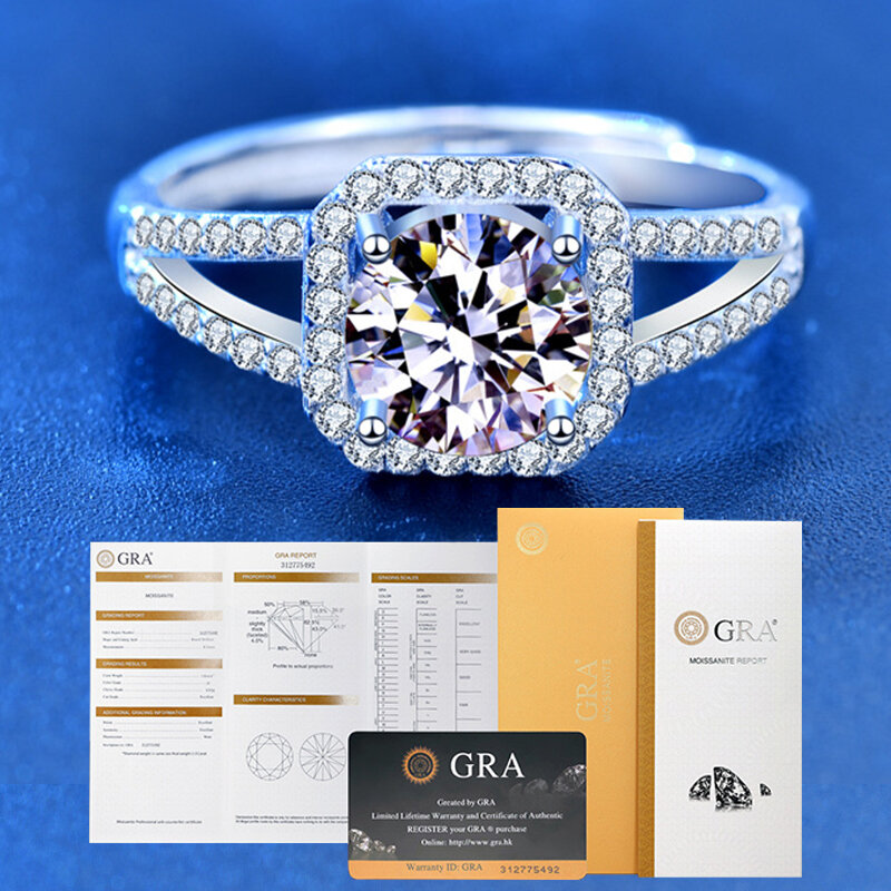 Luxury Sterling Silver 925แหวนผู้หญิงเครื่องประดับ Brilliant 100% Moissanite Diamond แหวนหมั้นของขวัญจัดส่งฟรี
