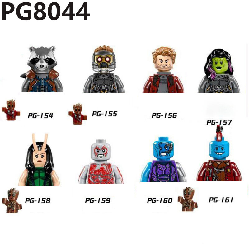 Pg8044 Guardians of The Galaxy Series assemblare Building Blocks mattoni modello di supereroe figure giocattoli regali per bambini
