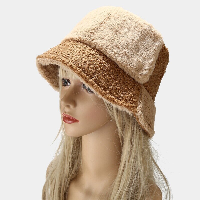 2022 Winter Hat Faux Fur Fluffy Bucket Hats Women Warm Sun Hat Autumn Winter Outdoor Panama Fisherman Cap Hat For Women