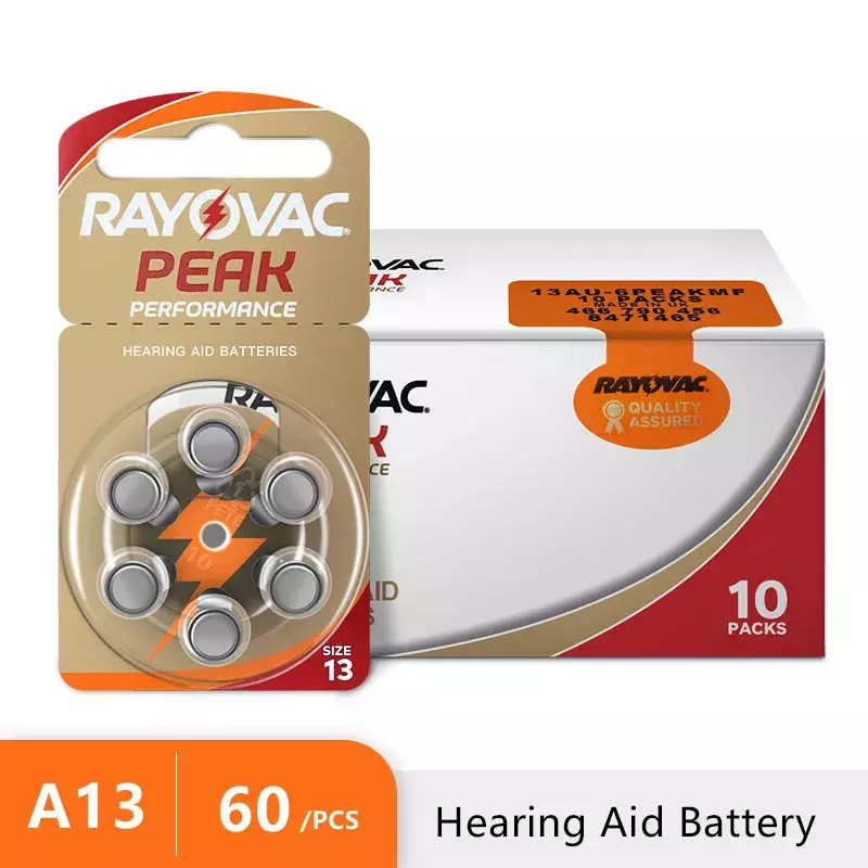 60 PCS NEW Zinc Air 1.45V Rayovac Peak batterie per apparecchi acustici A13 13A 13 P13 PR48 batteria per apparecchi acustici per apparecchi acustici