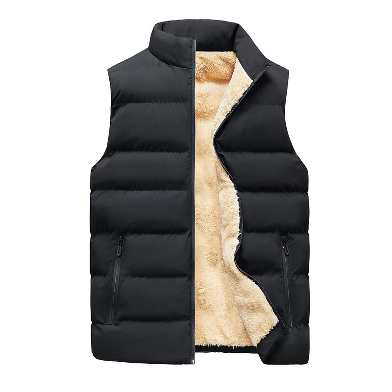 Chaleco sin mangas para hombre, chaquetas gruesas, abrigo térmico de lana con cuello levantado, ropa grande a la moda, L-10XL, invierno, 2022