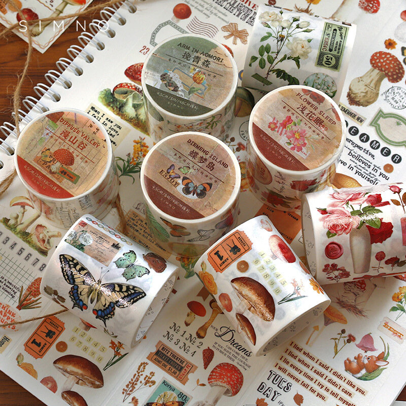 4PCS/LOT The Retro Floral Series Dear Forest Wide Washi Tapes High Quality Masking Tape 45mm*3m DIY Decoration Supplies