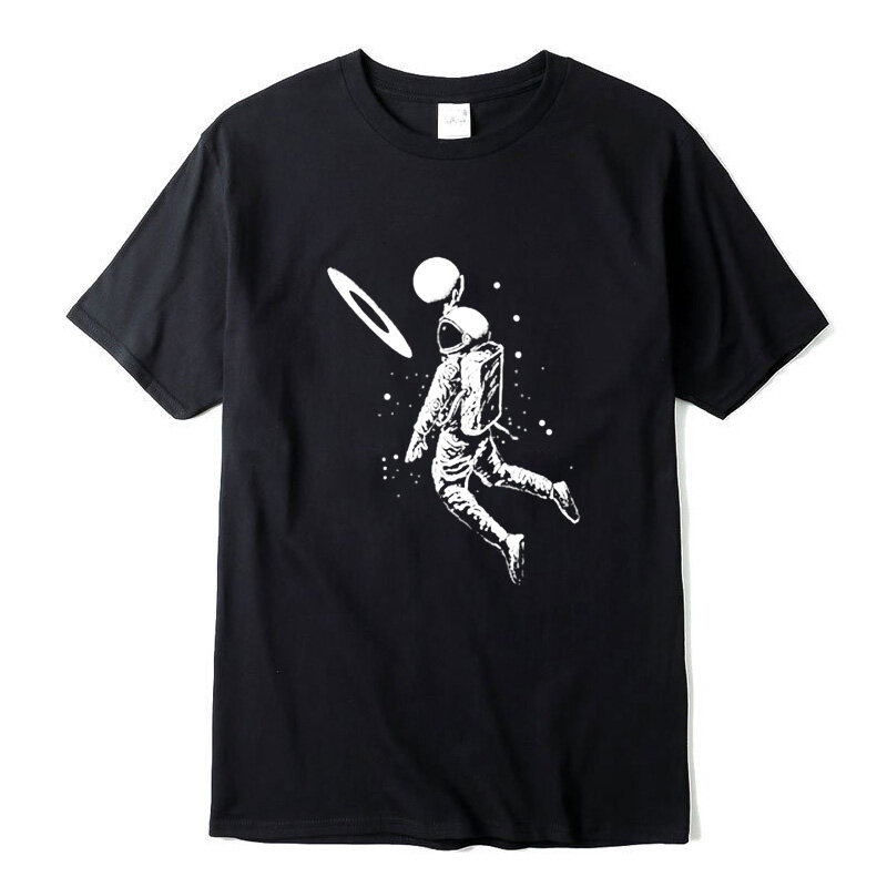 Camisetas de manga corta para hombre, divertidas camisetas con estampado de astronauta y Luna, camisetas holgadas informales para hombre, camisetas para hombre con cuello redondo