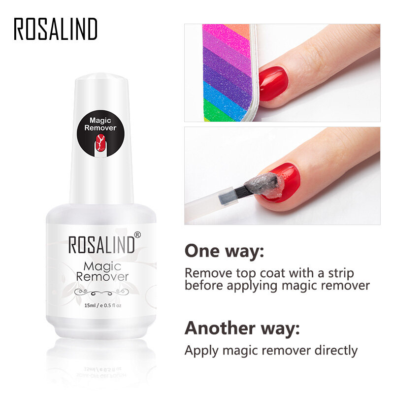 ROSALIND-removedor mágico de esmalte de uñas en Gel, limpieza rápida en 2-3 minutos, removedor de esmalte de uñas en Gel, capa superior